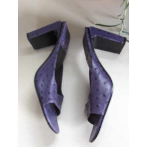 Vintage Y2K 1990s Hype Purple Ostrich Square Toed Kitten Heels 7.5 - Picture 4 of 6